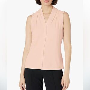 Calvin Klein Women's Solid Sleeveless V-Neck Cami | Pink Coral Sz XS | Work Top